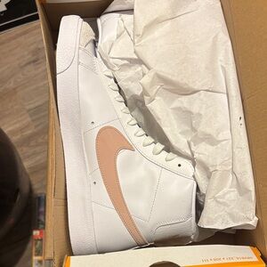 Nike White and Beige High-Top Sneakers